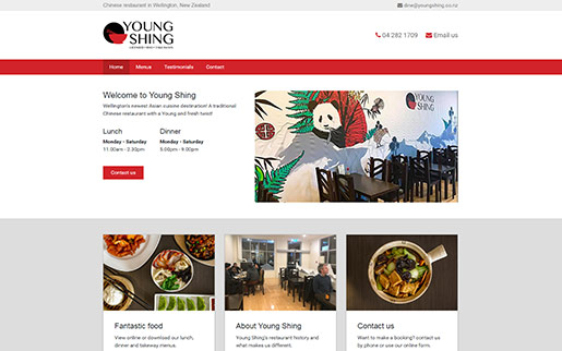 Image of the Young Shing website on desktop