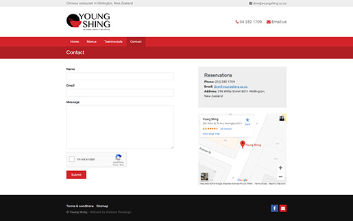 Image of the Young Shing website on laptop