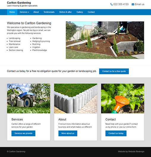 Image of the Carlton Landscapes website