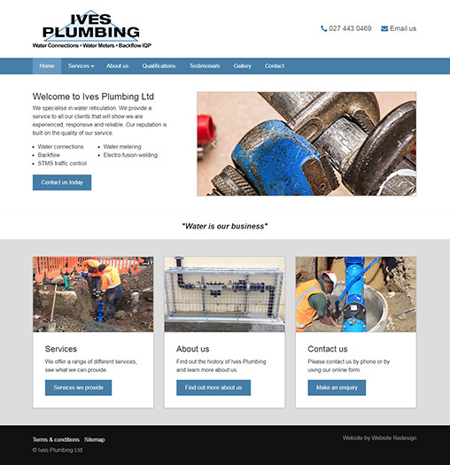 Image of the Ives Plumbing website
